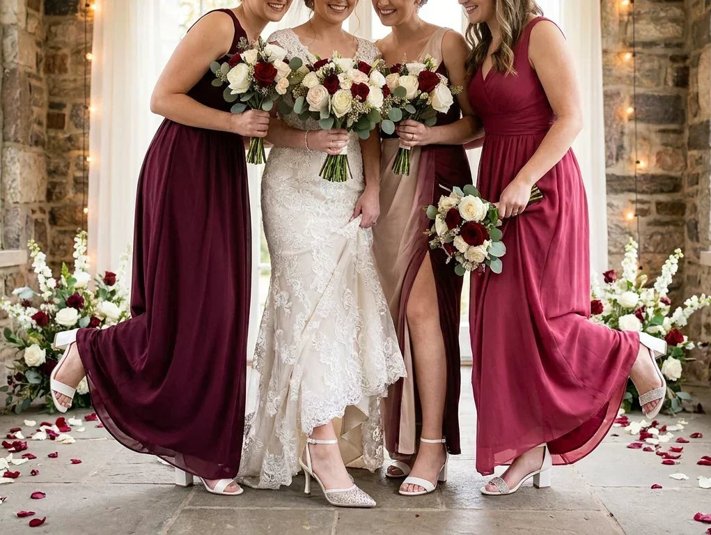 PIZZANNU wedding heels for bridesmaids and wedding guests