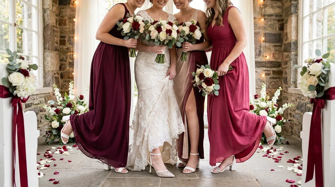 PIZZANNU wedding heels for bridesmaids and wedding guests