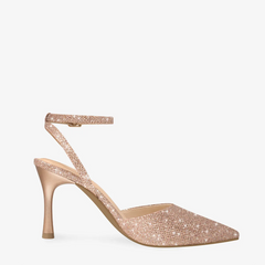 Cienna Glitter Mesh Champagne Pointed Toe Pumps