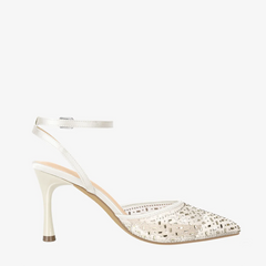 Cienna Mesh White Pointed Toe Pumps