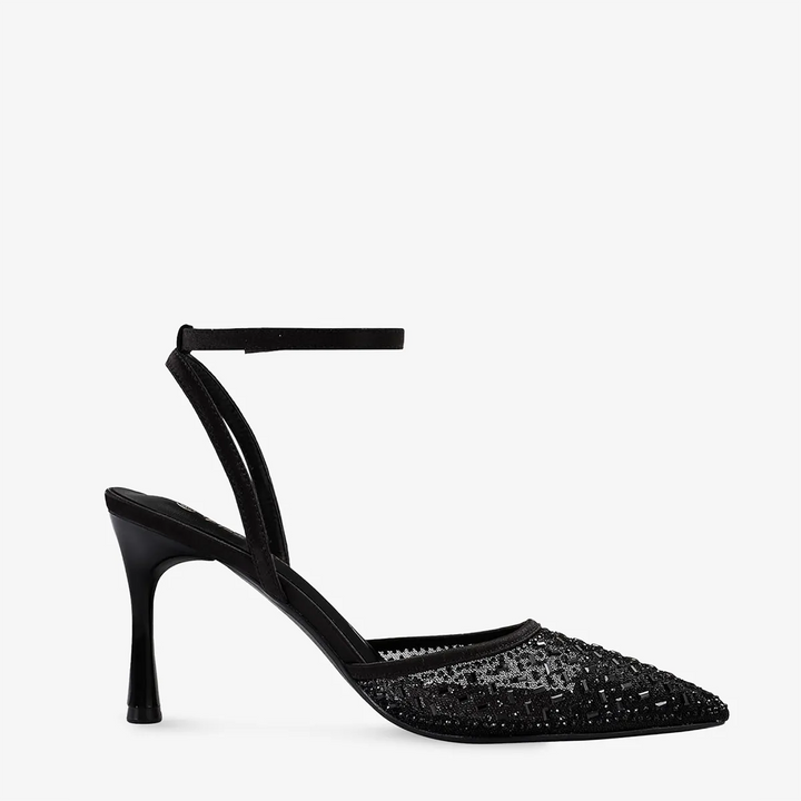 Cienna Mesh Black Pointed Toe Pumps