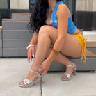 Lena Sparkly Silver Platform Heel Sandals