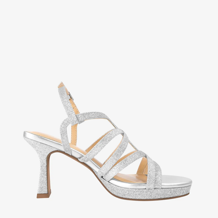 Luniva Strappy Silver Platform Heel Sandals