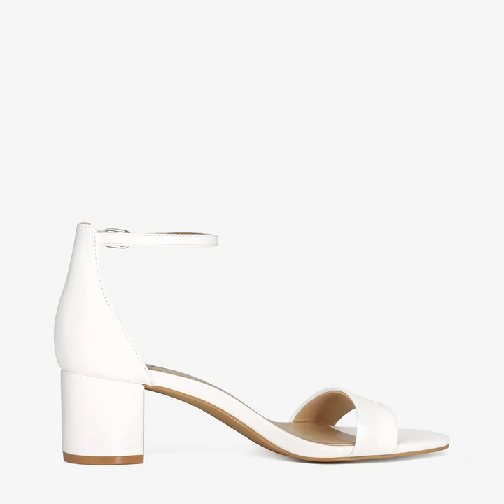 Annu White Block Heel Sandals