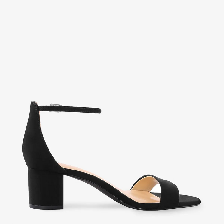 Annu Suede Black Block Heel Sandals