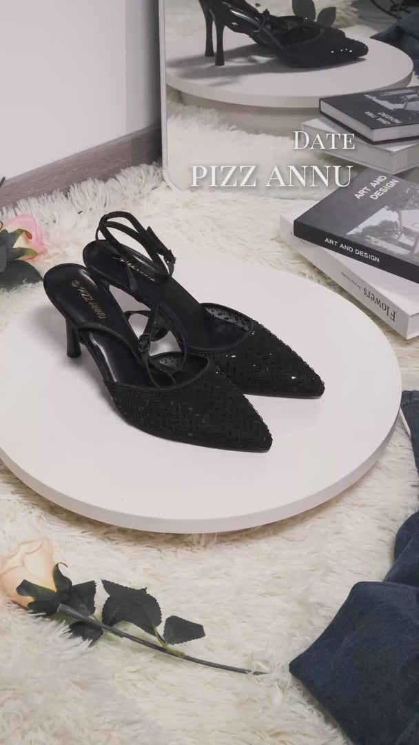 Cienna Mesh Black Pointed Toe Pumps